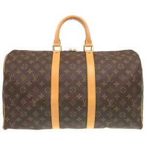 LOUIS VUITTON Authentic Brown Monogram Keepall 45 Boston Bag
